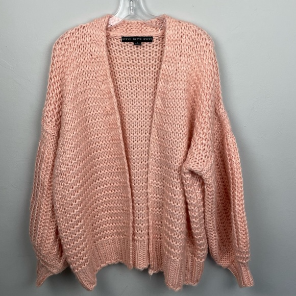 HYFVE Soft Crocheted Open Front Chunky Cardigan Sweater Size Large - Picture 3 of 11